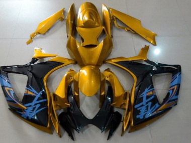 2006-2007 Gloss Gold & Black Suzuki GSXR 600-750 Motorcycle Fairings