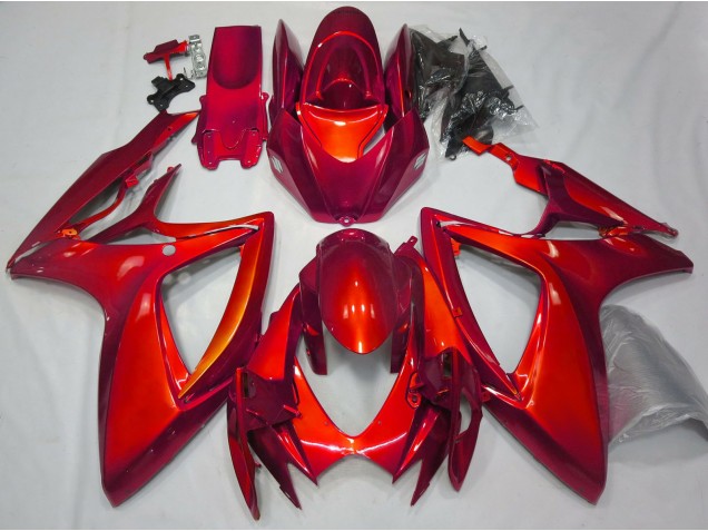 2006-2007 Gloss Red Plain Suzuki GSXR 600-750 Motorcycle Fairings