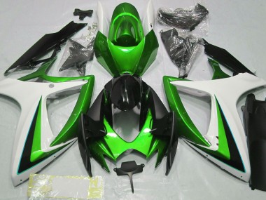 2006-2007 Green & White Suzuki GSXR 600-750 Motorcycle Fairings