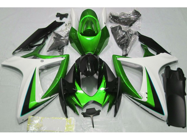 2006-2007 Green & White Suzuki GSXR 600-750 Motorcycle Fairings