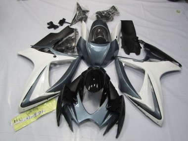 2006-2007 Grey and White Suzuki GSXR 600-750 Motorcycle Fairings