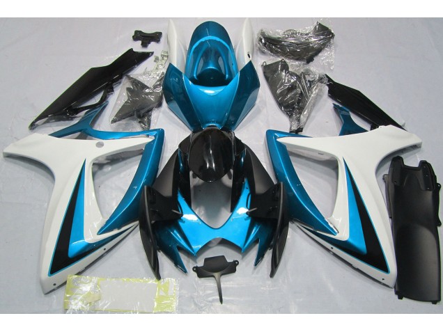 2006-2007 Light Blue & White Suzuki GSXR 600-750 Motorcycle Fairings