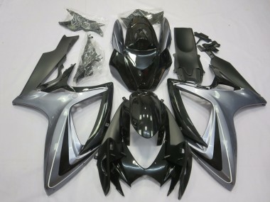 2006-2007 Light Silver And Black Suzuki GSXR 600-750 Motorcycle Fairings