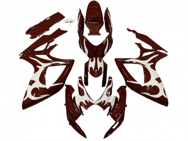 2006-2007 Maroon and White Suzuki GSXR 600-750 Motorcycle Fairings