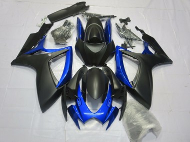 2006-2007 Matte Black Gloss Blue Suzuki GSXR 600-750 Motorcycle Fairings