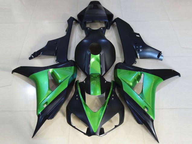 2006-2007 Matte Black & Green Honda CBR1000RR Motorcycle Fairings