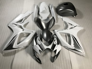 2006-2007 Matte White and Grey Suzuki GSXR 600-750 Motorcycle Fairings