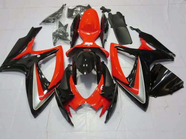 2006-2007 Orange Silver and Black Suzuki GSXR 600-750 Motorcycle Fairings
