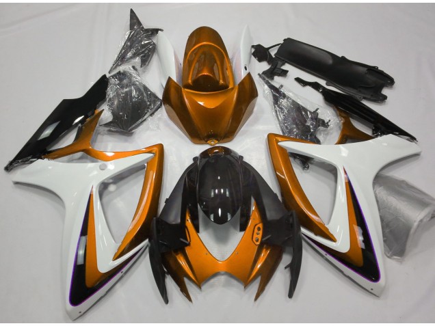 2006-2007 Orange & White Debadged Suzuki GSXR 600-750 Motorcycle Fairings