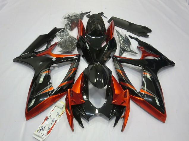2006-2007 Orange and Black Suzuki GSXR 600-750 Motorcycle Fairings