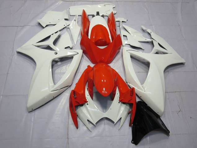 2006-2007 Orange and White Suzuki GSXR 600-750 Motorcycle Fairings