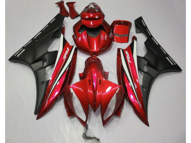 2006-2007 Red Black and White Yamaha R6 Motorcycle Fairings