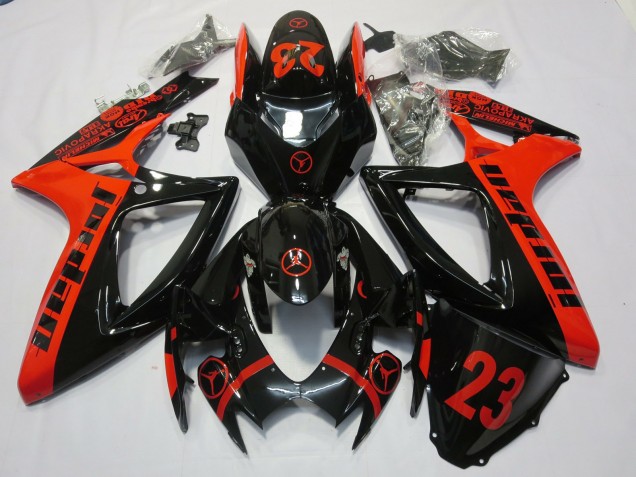 2006-2007 Red Jordan Suzuki GSXR 600-750 Motorcycle Fairings