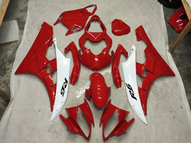2006-2007 Red and White C2W Yamaha R6 Motorcycle Fairings
