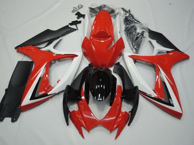 2006-2007 Red and White Suzuki GSXR 600-750 Motorcycle Fairings