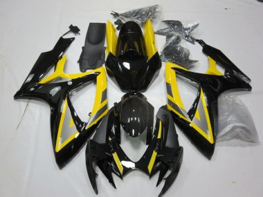 2006-2007 Silver and Black Yellow Suzuki GSXR 600-750 Motorcycle Fairings