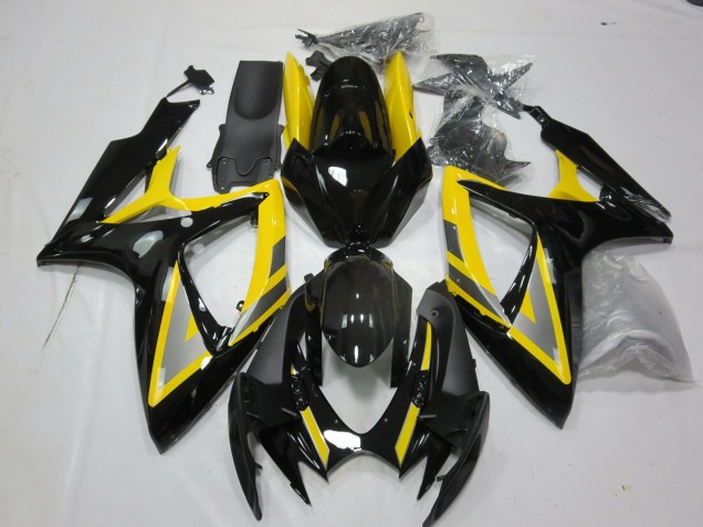 2006-2007 Silver and Black Yellow Suzuki GSXR 600-750 Motorcycle Fairings
