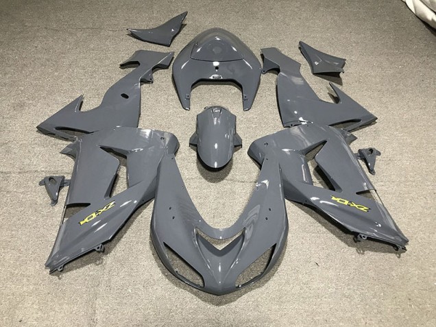 2006-2007 Smooth Grey & Yellow Kawasaki ZX10R Motorcycle Fairings