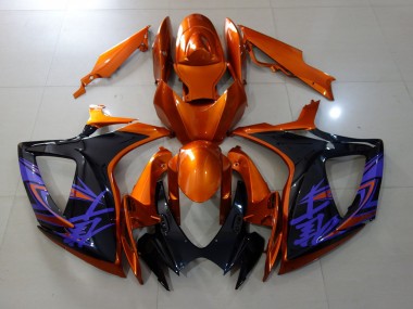 2006-2007 Vibrant Orange & Gloss Black Suzuki GSXR 600-750 Motorcycle Fairings