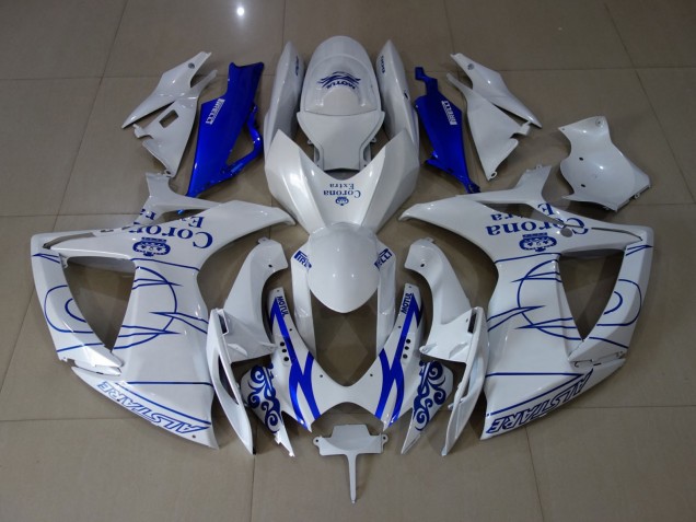 2006-2007 White Corona Suzuki GSXR 600-750 Motorcycle Fairings