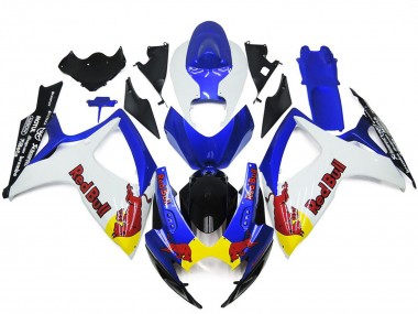 2006-2007 White and Blue Red Bull Custom Suzuki GSXR 600-750 Motorcycle Fairings