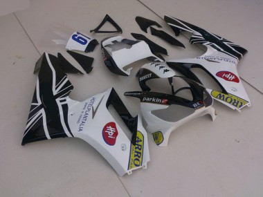 2006-2008 White and Black with Flag Triumph Daytona 675 Motorcycle Fairings