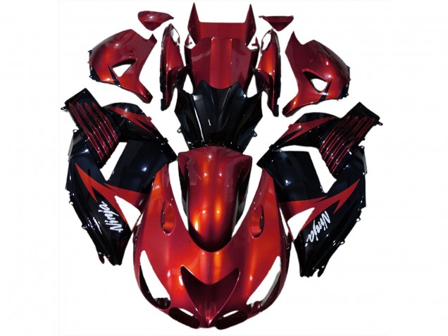 2006-2011 Gloss Red and Black Kawasaki ZX14R Motorcycle Fairings