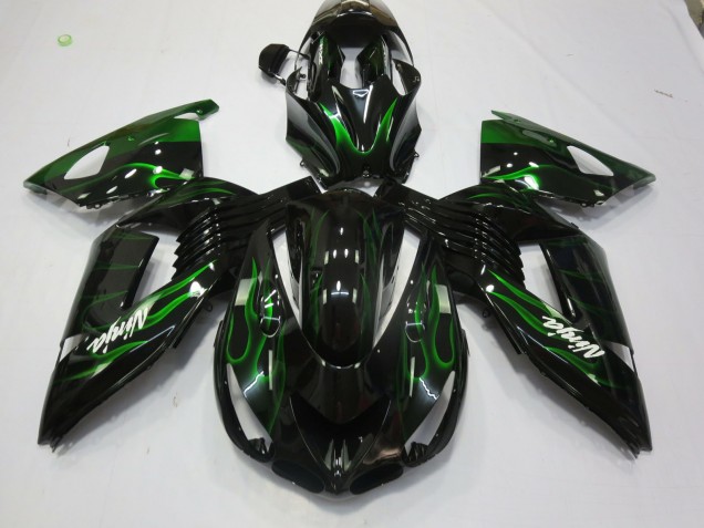 2006-2011 Green Flame Kawasaki ZX14R Motorcycle Fairings