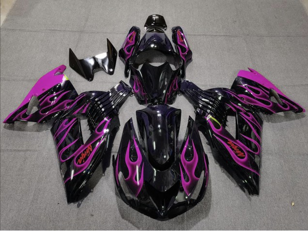 2006-2011 Pink Flame Kawasaki ZX14R Motorcycle Fairings