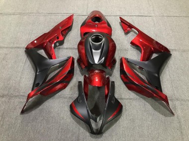 2007-2008 Deep Red and Matte Black Honda CBR600RR Motorcycle Fairings