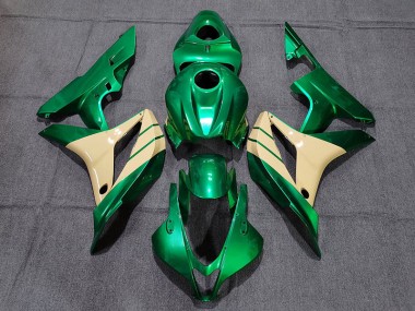 2007-2008 Emerald Green and Tan Honda CBR600RR Motorcycle Fairings
