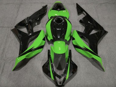 2007-2008 Gloss Black & Green Honda CBR600RR Motorcycle Fairings