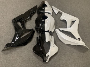 2007-2008 Gloss Black / White Split Honda CBR600RR Motorcycle Fairings
