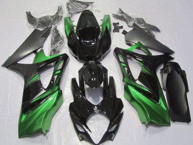 2007-2008 Gloss Black and Green Suzuki GSXR 1000 Motorcycle Fairings