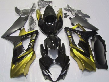 2007-2008 Gloss Black and Yellow Suzuki GSXR 1000 Motorcycle Fairings