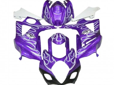 2007-2008 Gloss Purple and White Flame Suzuki GSXR 1000 Motorcycle Fairings