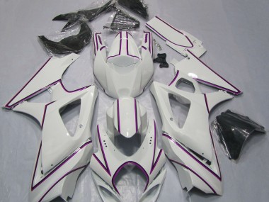 2007-2008 Gloss White Pink Pin Stripe Suzuki GSXR 1000 Motorcycle Fairings