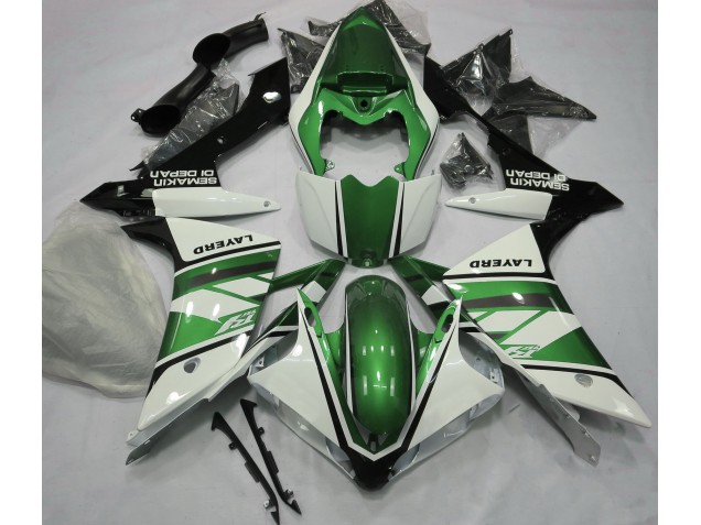 2007-2008 Gloss White and Green Yamaha R1 Motorcycle Fairings