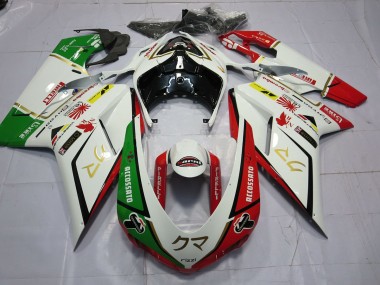 2007-2014 77 White Red Green Ducati Ducati 848 1098 1198 Motorcycle Fairings