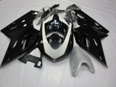 2007-2014 Gloss Black and White Ducati Ducati 848 1098 1198 Motorcycle Fairings
