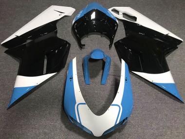 2007-2014 Gloss Light Blue White and Black Ducati Ducati 848 1098 1198 Motorcycle Fairings