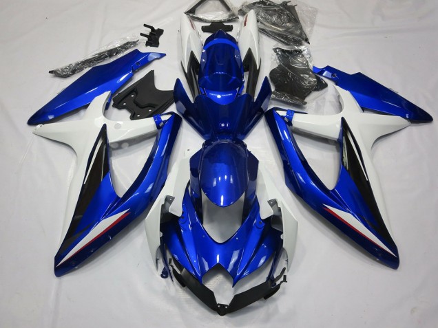 2008-2010 Blue Black and White Suzuki GSXR 600-750 Motorcycle Fairings