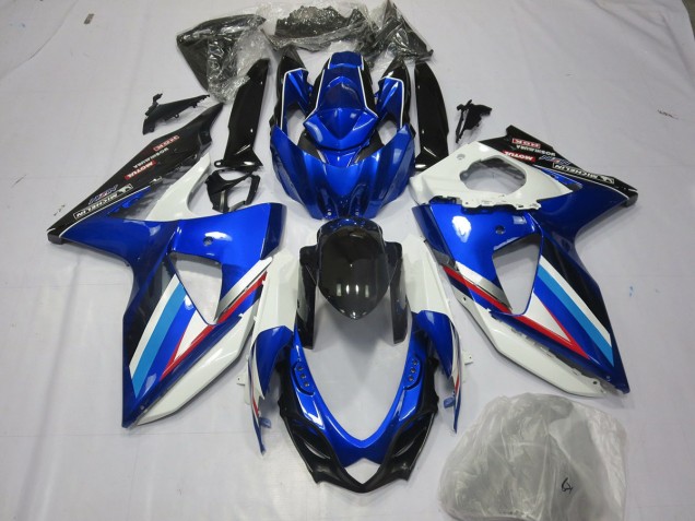 2008-2010 Blue White and Red Suzuki GSXR 600-750 Motorcycle Fairings