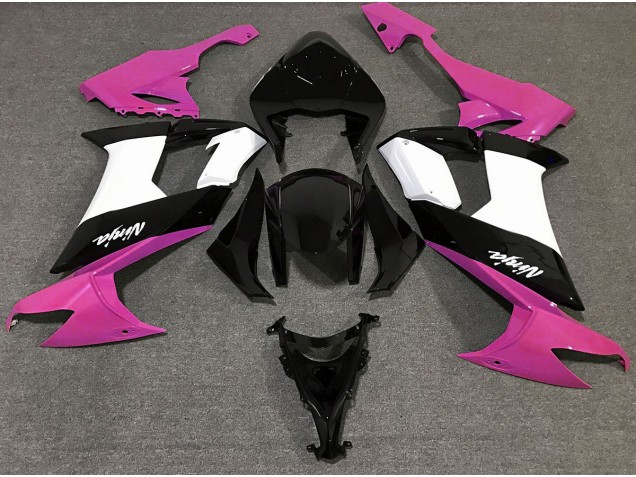 2008-2010 Gloss Pink Black and White Kawasaki ZX10R Motorcycle Fairings