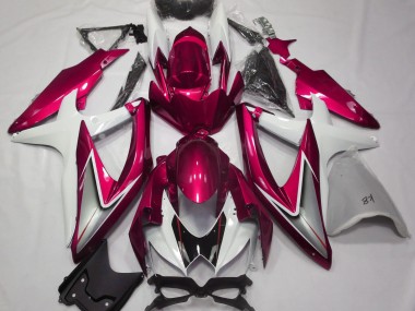 2008-2010 Gloss Red and White Suzuki GSXR 600-750 Motorcycle Fairings