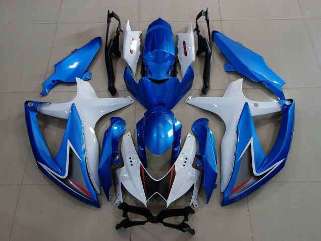 2008-2010 Metallic Blue & White Suzuki GSXR 600-750 Motorcycle Fairings