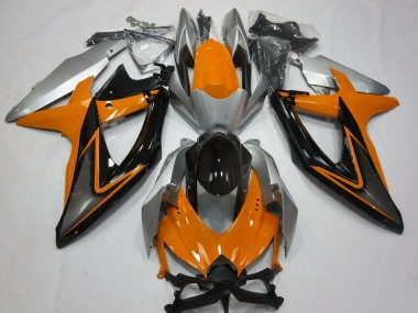 2008-2010 Orange and Silver Suzuki GSXR 600-750 Motorcycle Fairings