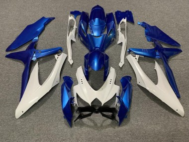 2008-2010 Pearl Blue and White Suzuki GSXR 600-750 Motorcycle Fairings