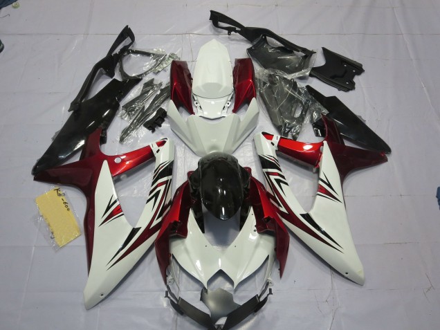2008-2010 Red White Black Suzuki GSXR 600-750 Motorcycle Fairings