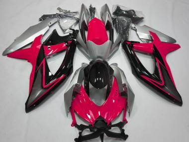 2008-2010 Red and Silver Suzuki GSXR 600-750 Motorcycle Fairings